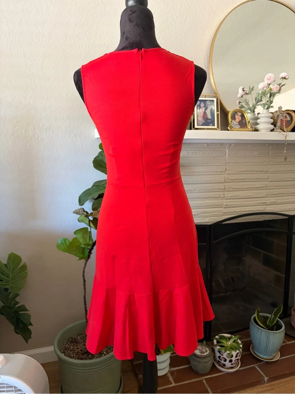 J. Crew Bright Red V-Neck Sleeveless Midi Dress